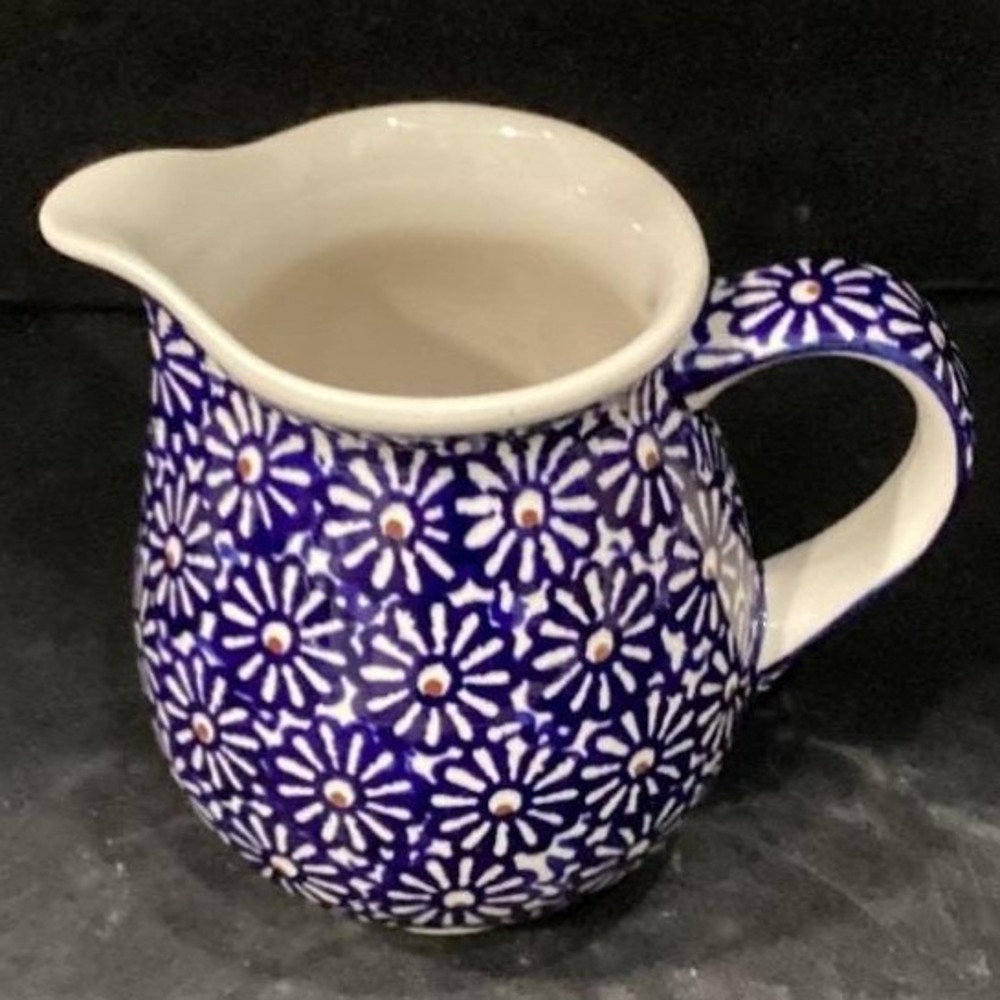 Boleslawiec Polish Pottery Pitcher Daisy Pattern Jug Handmade Painted Large